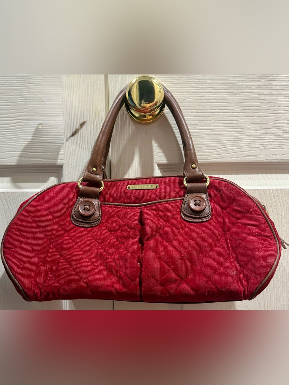 Vera Bradley Red Corduroy Canyon Collection Hand Bag Purse